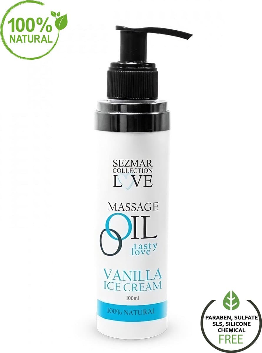 Tasty Love Vanilla Ice Cream Massageolie - Sensuele Verwennerij en Puur Genot zonder Kunstmatige Toevoegingen 100% Natuurlijk- Langdurige Hydratatie - Erotische Massageolie voor Ultiem Genot! — afbeelding 1