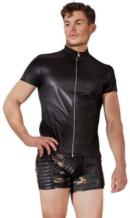 Wetlook heren shirt met rits - Maat S — thumbnail 2