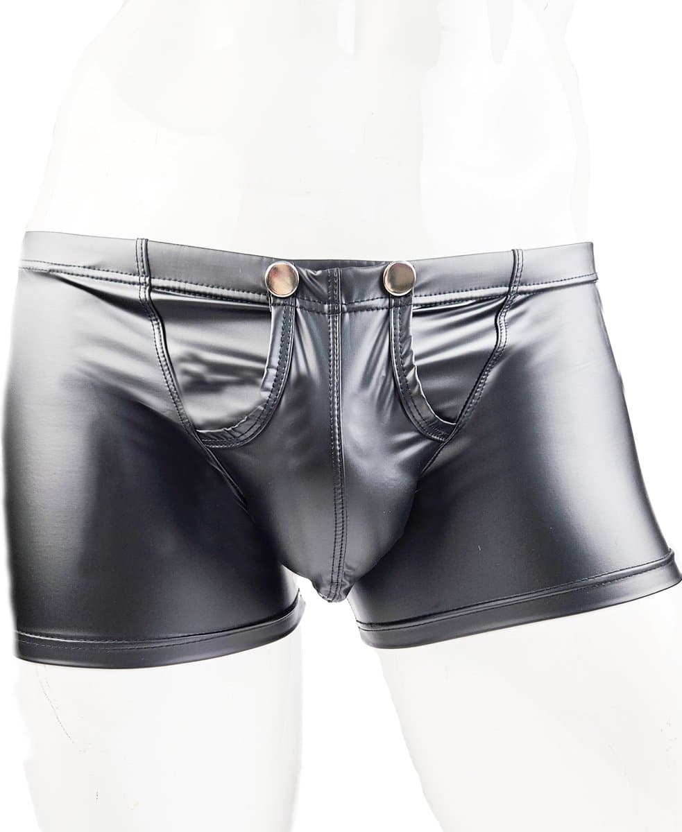BamBella ® - Boxer short - Maat S- MAT glans - Zwart BDSM kleding kruisloos open kruis erotische heren kleding — afbeelding 1