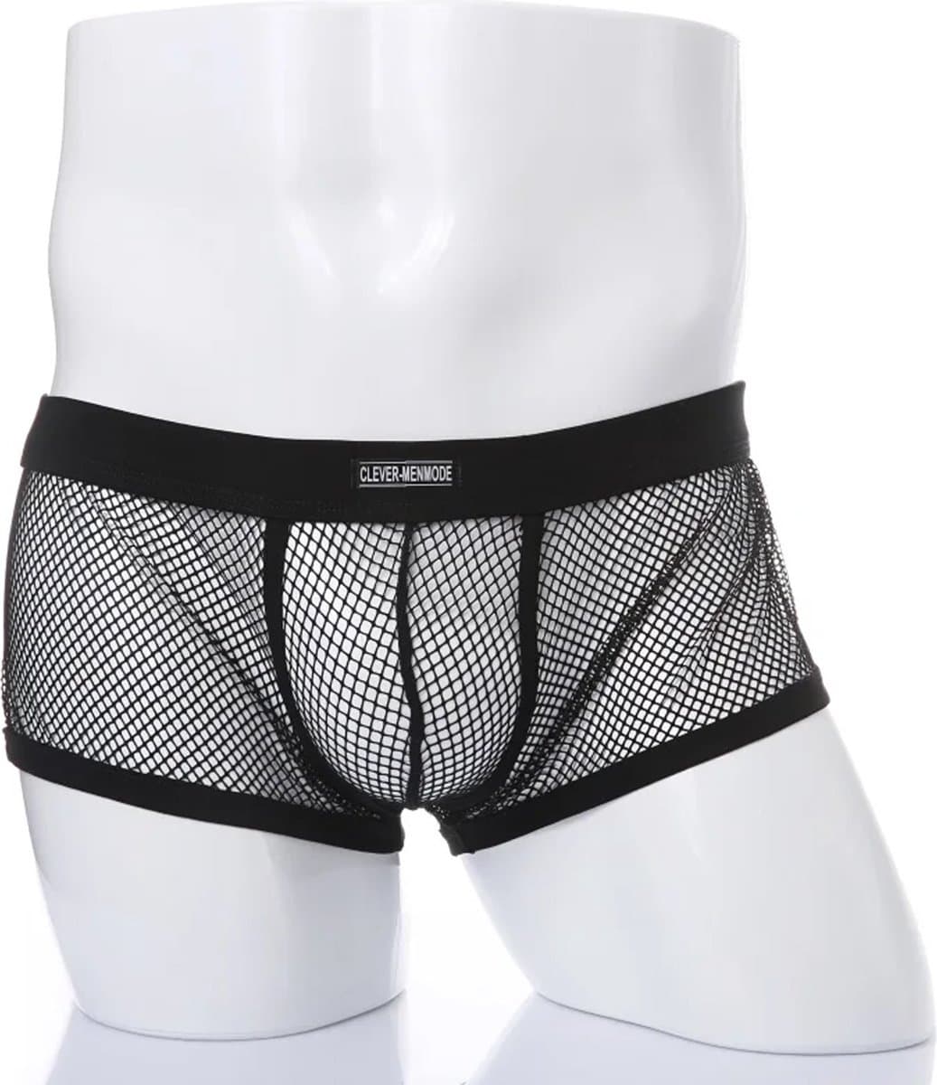 Transparante boxershort - Erotische heren ondergoed - Zwart - Visnet — afbeelding 1