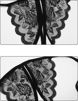 Erotische Lingerieset I Sexy Kanten Lingerie Set I Open Kruis I Top + Slip I One Size I Zwart — thumbnail 4