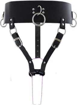 Wand Vibrator Houder - Lederen Bondageriem Geschikt voor Wand Vibrator - BDSM-riem met Vibrator Houder - Bondageriem voor BDSM Play met Houder voor Wandvibrator en Bondageringen voor Bondage Touw en Handboeien — thumbnail 2