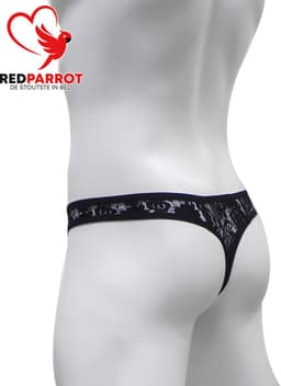 Semi-transparante heren string - Kanten slip - Eroitsche mannen lingerie - Zwart — thumbnail 2