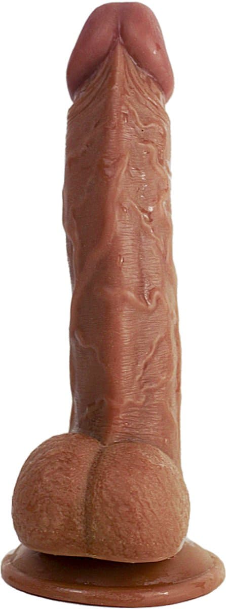 Realistische dildo met balzak en stevige zuignap - ook voor anaal gebruik - 17 cm - dildo met zuignap - Dildo unisex - Dildo xl - Dildo vaginaal - Dildo anaal - Beige - 3.3 cm — afbeelding 1