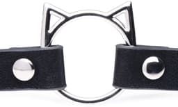 XR Brands Kinky Kitty Ring Slim Choker - PU Leather - Black black — thumbnail 3