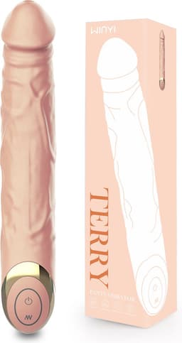 Grote Natuurlijke Vibrator met Aders en Dikke Eikel Beige - Luxe Natuurlijke Vibrator - Krachtige Siliconen Vibrator - EZlove — thumbnail 4