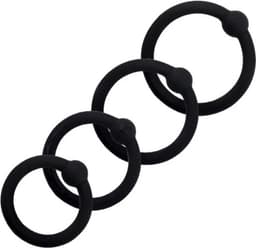 Quick Relief Quadruple Ring™ - Cockring - Set van 4 Cockringen - Penisring - Penisring Set - Siliconen - Extra Stimulatie - Ballstretcher - Zwart — thumbnail 4