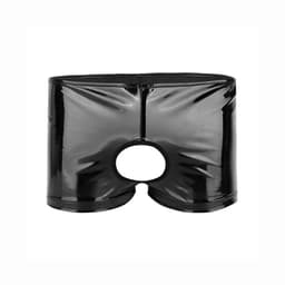 PU Leer boxershort heren - Open kruis en billen - Porno onderbroek - Latex look — thumbnail 5