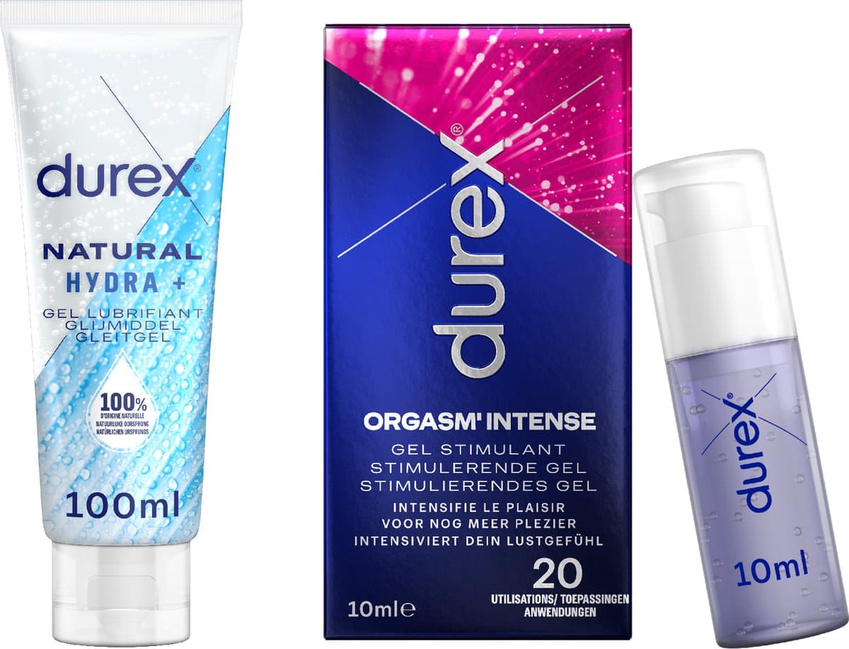 Durex - 2 Glijmiddelen - Voor Een Sensuele Aanraking - Waterbasis - Natural 100ml - Intense Orgasm Stimulerende Glijmiddel 10ml - Voordeelverpakking — afbeelding 1