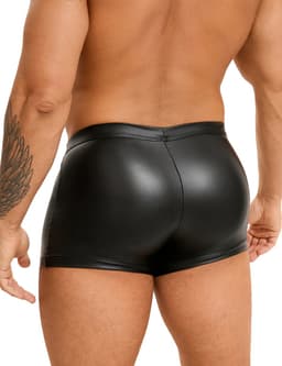 Zwarte sexy leren heren boxershorts - maat XL/2XL- black sexy leather men boxers underwear -BDSM - clubwear heren ondergoed erotiek mannen boxer — thumbnail 3