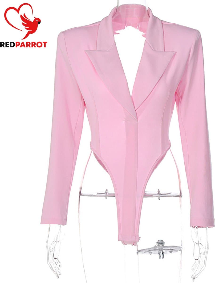 Jumpsuit blazer - Lange mouwen - Blouse - Jasje - Roze - Sexy - Body — afbeelding 1