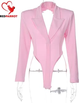 Jumpsuit blazer - Lange mouwen - Blouse - Jasje - Roze - Sexy - Body — thumbnail 1