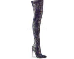 COURTLY-3015 - (EU 39 = US 9) - 5 Glitter Thigh High Boot, 1/3 Side Zip