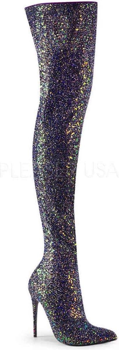 COURTLY-3015 - (EU 39 = US 9) - 5 Glitter Thigh High Boot, 1/3 Side Zip — afbeelding 1
