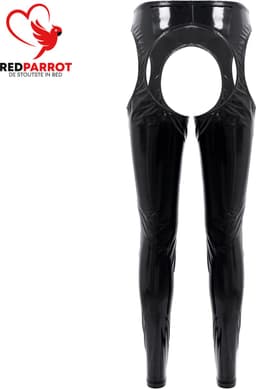 Latex wetlook broek voor dames - Open kruis en heupen - Lingerie Zwart - Erotische vrouwen kleding - BDSM - Rollenspel - Goede kwaliteit — thumbnail 4
