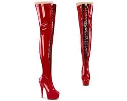 Pleaser - DELIGHT3027 Plateau overknee Laarzen - US 5 - 35 Shoes - Rood