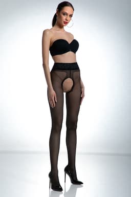 Panty Open Kruis - 30 Denier - Zwart - Maat: XXL - Model: Lace - Merk: Amour — thumbnail 5