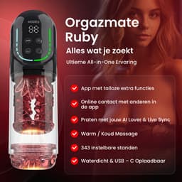 Orgazmate Ruby de Masturbator voor Man - Sex Toys voor Mannen - Met AI Lover App - Blowjob Simulator - Masturbators Electrisch - 343 Verschillende Modes - Pocket Pussy - Automatisch - USB-C Oplaadbaar - Zwart — thumbnail 4