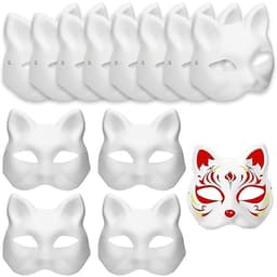 10 witte, zelf te beschilderen maskers — Cosplay-rekwisieten — Feest, verkleedpartij, orkmaskers — Handgemaakte papieren maskers — thumbnail 1