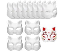 10 witte, zelf te beschilderen maskers — Cosplay-rekwisieten — Feest, verkleedpartij, orkmaskers — Handgemaakte papieren maskers