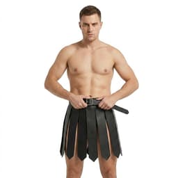 Leren Gladiator Rok Mannen – Fetish Clubwear Heren – Kinky Festival Outfit voor Wasteland, Bitch & Crazyland – Verstelbare Riem — thumbnail 4