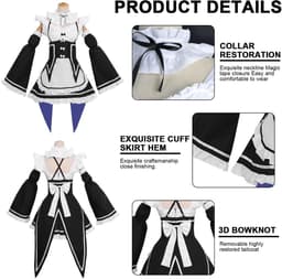 Dailygoods- Maid Outfit Elegant Design - Cosplay Anime - Kamermeisje Kostuum - Rollenspelset - Jurk met Accessoires - Verkrijgbaar in M/L/XL — thumbnail 3