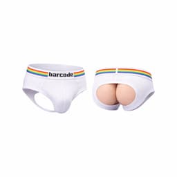 Barcode Berlin Backless Brief Pride White - MAAT M - Erotisch Heren Ondergoed - Slip voor Man - Sexy mannen Slip — thumbnail 1