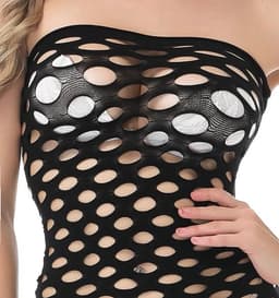 Sexy Jurkje Zwart - Fishnet Elastisch - Erotische Jurk met Gaten - Uitdagend Ondergoed - Sexy Panty - Doorzichtig - Bodysuit - One Size — thumbnail 4