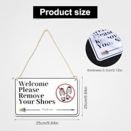Trek je schoenen uit-bord, 25x15cm acryl Trek je schoenen uit-bord met touw, waterdicht Geen schoenen-bord voor thuis, kantoor, café, restaurant, voordeur — thumbnail 2