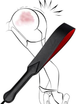 BDSM Spanking Paddle - Liefdeszweep Zwart/Rood - Erotische SM Zweep van Kunstleer - Rollenspel voor Koppels — thumbnail 1