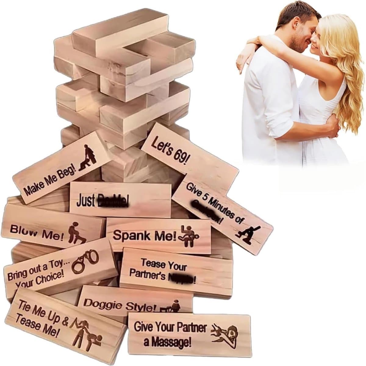 OLOEY Stacking Blocks-een leuk bordspel speciaal ontworpen voor stellen-dat evenwicht-en behendigheid op de proef stelt en zorgt voor extra plezier en romantiek in de slaapkamer — afbeelding 1