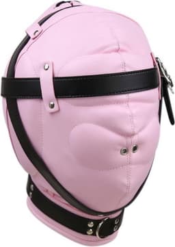 Banoch - Reticent Hood Black/Pink -Zwart/Roze bondage masker van pu Leer | BDSM — thumbnail 1