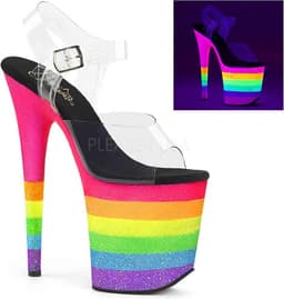 Pleaser - FLAMINGO-808LG Sandaal met enkelband, Paaldans schoenen - Paaldans schoenen - 37 Shoes - Roze/Transparant — thumbnail 5