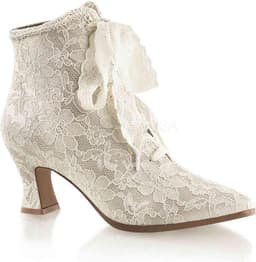 EU 37 = US 7 | VICTORIAN-30 | 2 3/4 Flaired Heel Lace Up Ankle Bootie w/Lace Overlay — thumbnail 1