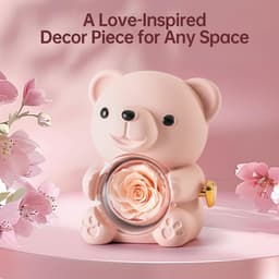 Romantische teddybeer met geconserveerde roos en hartvormige halsketting - Perfect cadeau voor Valentijnsdag, Moederdag en bruiloften — thumbnail 3