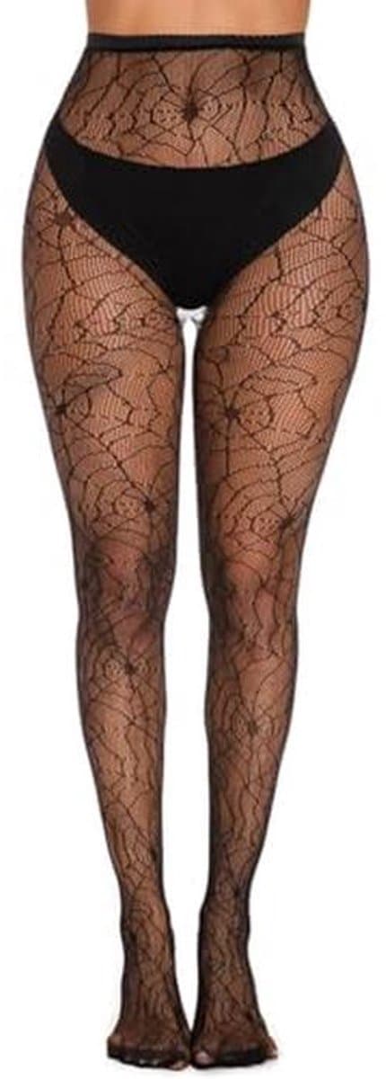 Visnet Panty met Zwart Patroon - Dames Visnet Kousen - Sexy Elastische Hoge Taille — afbeelding 1
