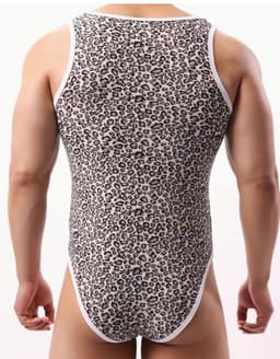 BamBella ® - Lingerie pak -Onesize - body suit - Heren- Maat Onesize Erotische panterprint jumpsuit Man Zwart rollenspel kleding valentijn voor mannen — thumbnail 2