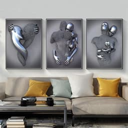 3-delige Kunst Posterset: Romantisch Koppel Beeldhouwkunst Canvas Schilderij (30x40 cm) — thumbnail 5