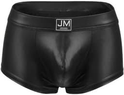 JOCKMAIL (JM) Lederlook Heren Boxershort – Sexy Zwarte Wetlook Trunks – Verleidelijke Faux Leather Heren Ondergoed - Maat S/M — thumbnail 1