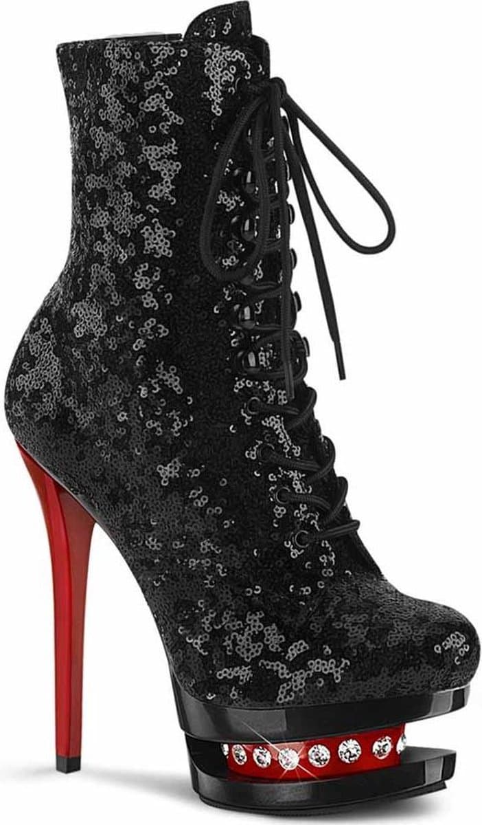 Pleaser - BLONDIE-R-1020 Plateau Laarzen, Paaldans schoenen - Paaldans schoenen - 37 Shoes - Zwart/Rood — afbeelding 1