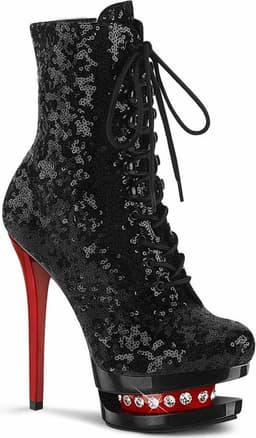 Pleaser - BLONDIE-R-1020 Plateau Laarzen, Paaldans schoenen - Paaldans schoenen - 37 Shoes - Zwart/Rood — thumbnail 1