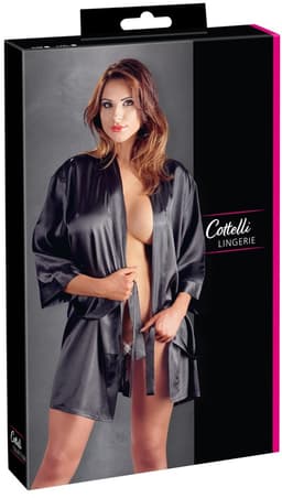 Cottelli Collection – Kimono Non-Transparant Uitdagen en Stijlvol – Maat 2Xl/3XL – Zwart — thumbnail 1