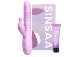Sinsaa Rabbit Vibrator voor Vrouwen - Tarzan Vibrator met 10 Vibratiestanden - G-Spot & Clitoris Stimulator - 3in1 Vibrators - Dildo met 6 Pulsatiestanden - Seksspeeltjes voor Koppels - Sex Toys voor Vrouwen - Inclusief glijmiddel