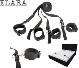Elara BDSM Bondage Set Bedboeien - Verstelbare - Zacht Pluche - Bed Bondage Set voor Onder het Bed Door — thumbnail 1