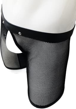 BamBella® S/M open kruis Boxer short kant voor mannen - doorzichtig BDSM Erotische Sexy Lingerie lang Heren - Zwart mannen ondergoed slip — thumbnail 2