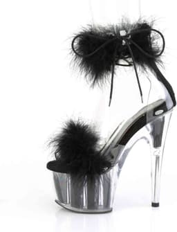 Pleaser - ADORE-724F Sandaal met enkelband, Paaldans schoenen - Paaldans schoenen - 44 Shoes - Zwart/Transparant — thumbnail 2
