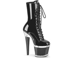 Pleaser - SPECTATOR-1040 Plateau Laarzen, Paaldans schoenen - US 9 - 39 Shoes - Zwart/Transparant