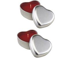 2-delige hart kaarsenset in metalen doos - Geschenkidee voor Valentijnsdag - Vanille geur