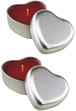 2-delige hart kaarsenset in metalen doos - Geschenkidee voor Valentijnsdag - Vanille geur — thumbnail 1