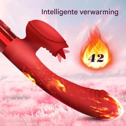 Vitdipy - Vibrator - Stotende Rabbit Vibrator - Verwarmbaar - Pulsing Clitoris en G-spot Stimulator - Vibrators voor Vrouwen Realistisch - Sex Toys voor Koppels - Rood — thumbnail 4